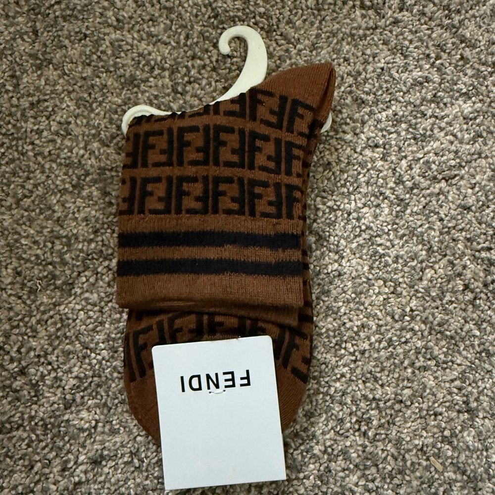 Fendi Brown Casual Socks with Iconic Monogram